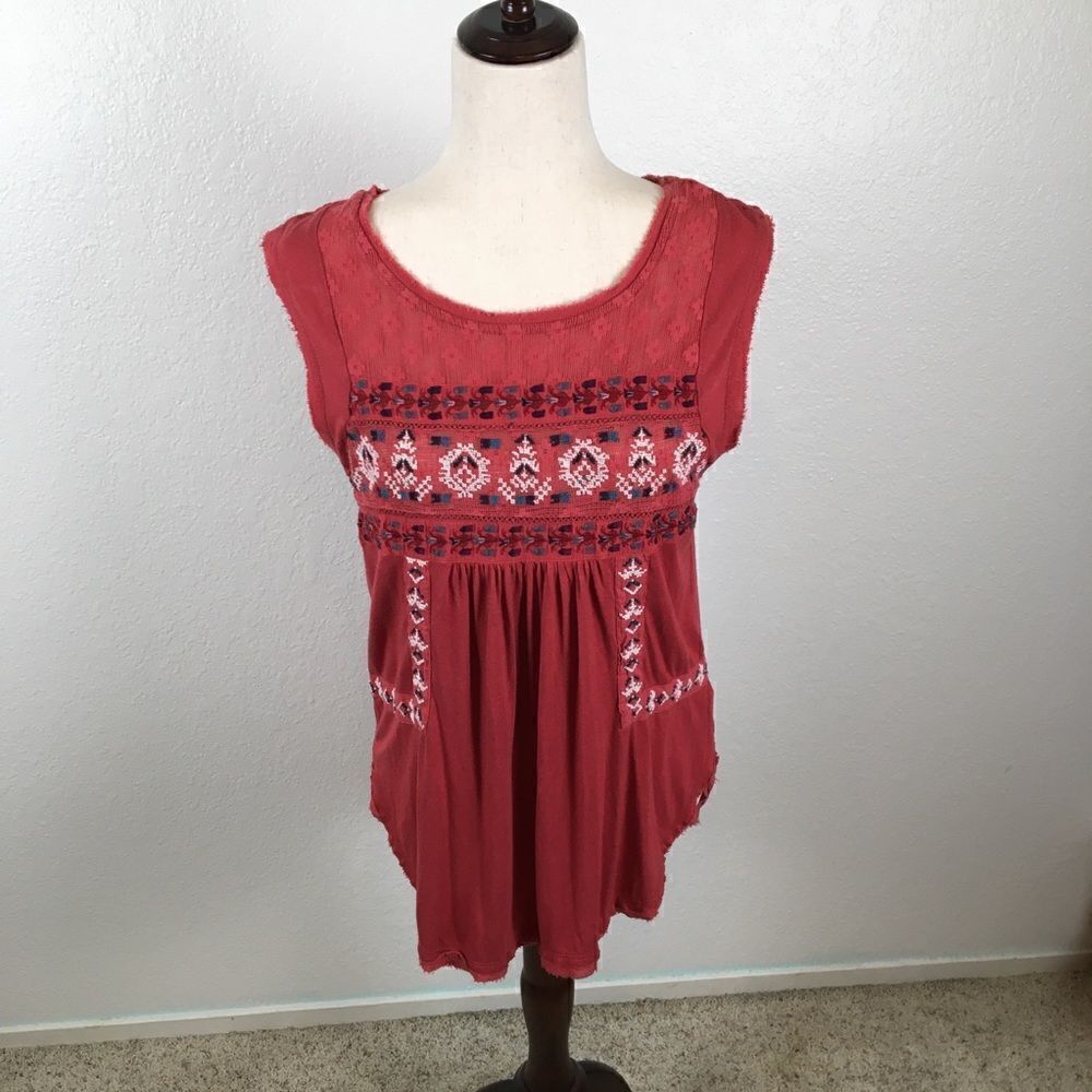 Free People embroidered tank top XS